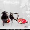 Zapato de Tango negro con detalles floreados C863